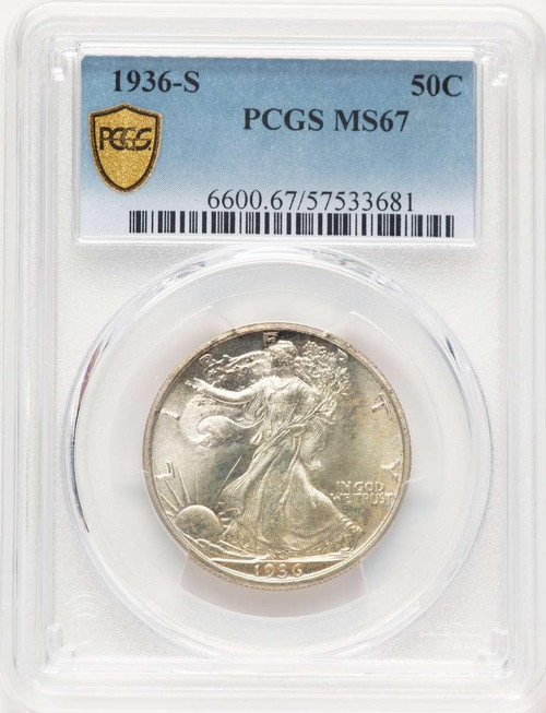 Bullionshark 1936-S 50C Walking Liberty Half Dollar Coin PCGS MS67 - HAT780912003  Bullionshark 1936-S 50C Walking Liberty Half Dollar Coin PCGS MS67 - HAT780912003