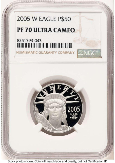 Bullionshark 2005-W $50 1/2 oz Platinum Eagle Coin NGC MS70, Statue of Liberty - HAT782140005  Bullionshark 2005-W $50 1/2 oz Platinum Eagle Coin NGC MS70, Statue of Liberty - HAT782140005