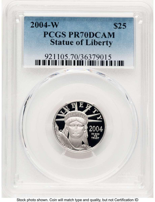Bullionshark 2004-W $25 1/4 oz Platinum Eagle Coin PCGS MS70, Statue of Liberty - HAT520203195  Bullionshark 2004-W $25 1/4 oz Platinum Eagle Coin PCGS MS70, Statue of Liberty - HAT520203195