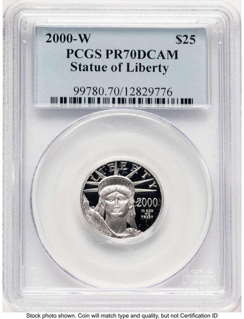 Bullionshark 2000-W $25 1/4 oz Platinum Eagle Coin PCGS MS70, Statue of Liberty - HAT765320004  Bullionshark 2000-W $25 1/4 oz Platinum Eagle Coin PCGS MS70, Statue of Liberty - HAT765320004