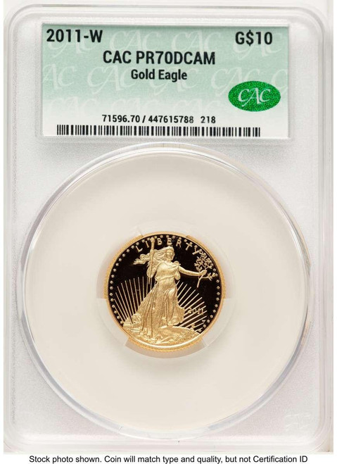 Bullionshark 2011-W $10 1/4 oz American Gold Eagle Coin CACG MS70 - HAT774301007  Bullionshark 2011-W $10 1/4 oz American Gold Eagle Coin CACG MS70 - HAT774301007