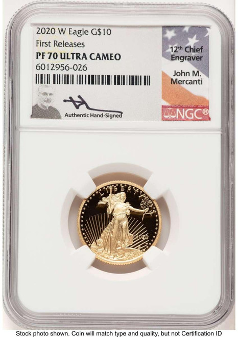 Bullionshark 2020-W $10 1/4 oz American Gold Eagle Coin NGC MS70, First Strike - HAT506930097  Bullionshark 2020-W $10 1/4 oz American Gold Eagle Coin NGC MS70, First Strike - HAT506930097