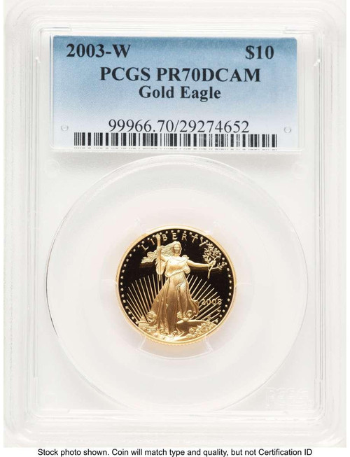 Bullionshark 2003-W $10 1/4 oz American Gold Eagle Coin PCGS MS70 - HAT507166126  Bullionshark 2003-W $10 1/4 oz American Gold Eagle Coin PCGS MS70 - HAT507166126