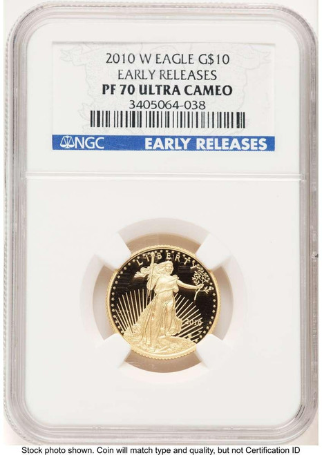 Bullionshark 2010-W $10 1/4 oz American Gold Eagle Coin NGC MS70, First Strike - HAT520203117  Bullionshark 2010-W $10 1/4 oz American Gold Eagle Coin NGC MS70, First Strike - HAT520203117