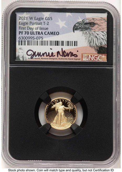 Bullionshark 2021-W G$5 Modern Bullion Coin NGC MS70   Tenth Ounce Gold Eagle, Type Two - HAT522200045  Bullionshark 2021-W G$5 Modern Bullion Coin NGC MS70   Tenth Ounce Gold Eagle, Type Two - HAT522200045
