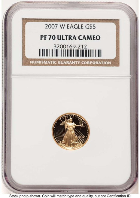 Bullionshark 2007-W $5 1/10 oz American Gold Eagle Coin NGC MS70 - HAT522240024  Bullionshark 2007-W $5 1/10 oz American Gold Eagle Coin NGC MS70 - HAT522240024