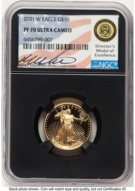 Bullionshark 2001-W $10 1/4 oz American Gold Eagle Coin NGC MS70 - HAT777087072  Bullionshark 2001-W $10 1/4 oz American Gold Eagle Coin NGC MS70 - HAT777087072