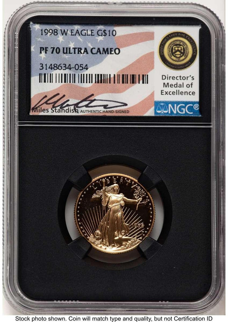 Bullionshark 1998-W $10 1/4 oz American Gold Eagle Coin NGC MS70 - HAT777087078  Bullionshark 1998-W $10 1/4 oz American Gold Eagle Coin NGC MS70 - HAT777087078