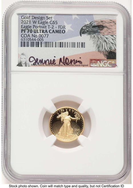 Bullionshark 2021-W G$5 Modern Bullion Coin NGC MS70   Tenth Ounce Gold Eagle, Type Two, First Strike - HAT777837002  Bullionshark 2021-W G$5 Modern Bullion Coin NGC MS70   Tenth Ounce Gold Eagle, Type Two, First Strike - HAT777837002