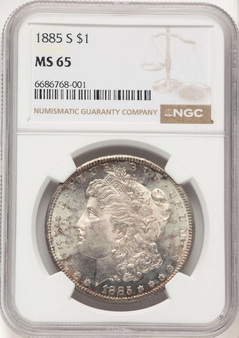 1885-S S$1 Morgan Silver Dollar Coin NGC MS65 coin front image 1885-S S$1 Morgan Silver Dollar Coin NGC MS65 coin front image