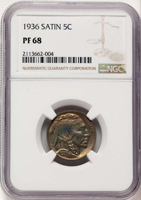 Bullionshark 1936 5C Proof Buffalo Nickel Coin NGC PF68   Type One -- Satin Finish - HAT782355005  Bullionshark 1936 5C Proof Buffalo Nickel Coin NGC PF68   Type One -- Satin Finish - HAT782355005