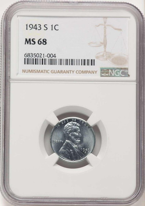Bullionshark 1943-S 1C Lincoln Cent Coin NGC MS68 - HAT765866004  Bullionshark 1943-S 1C Lincoln Cent Coin NGC MS68 - HAT765866004