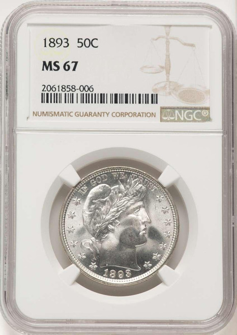 Bullionshark 1893 50C Barber Half Dollar Coin NGC MS67 - HAT781251002 