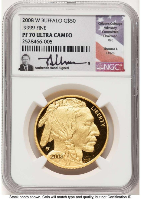 Bullionshark 2008-W $50 Modern Bullion Coin NGC MS70   One-Ounce Gold Buffalo - HAT781659003 
