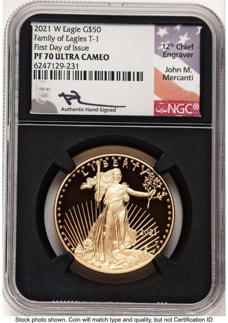 Bullionshark 2021-W G$50 Modern Bullion Coin NGC MS70   One Ounce Gold Eagle, Type One - HAT522200071 