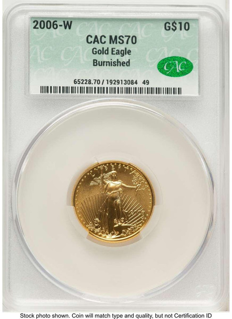 Bullionshark 2006-W $10 Burnished 1/4 oz American Gold Eagle Coin CACG MS70 - HAT505941005 