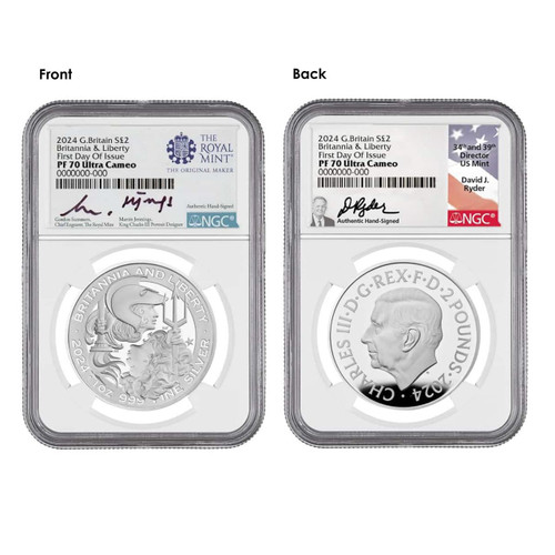  2024 “Britannia & Liberty” Silver Proof 2-Coin Set NGC PF70 UCAM FDOI - Dual Label Slab 