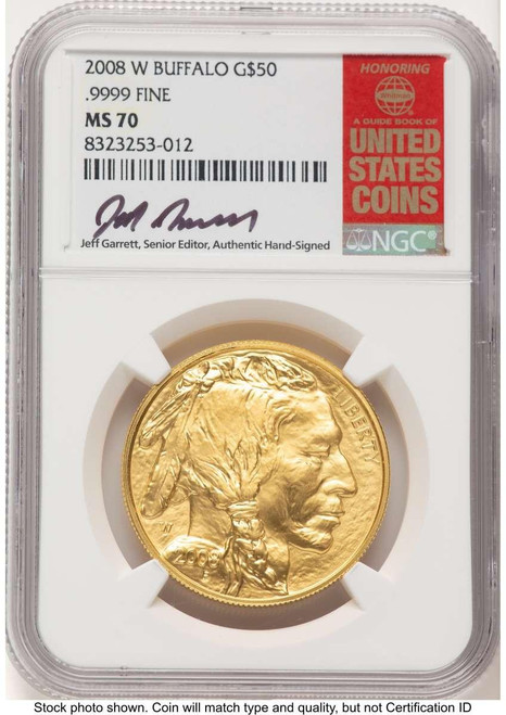 Bullionshark 2008-W $50 Modern Bullion Coin NGC MS70   One-Ounce Gold Buffalo - HAT772780003 