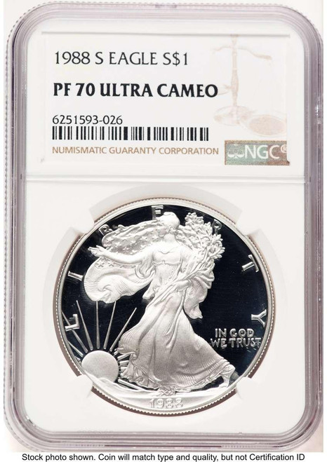 Bullionshark 1988-S S$1 American Silver Eagle Coin NGC MS70 - HAT752100132 