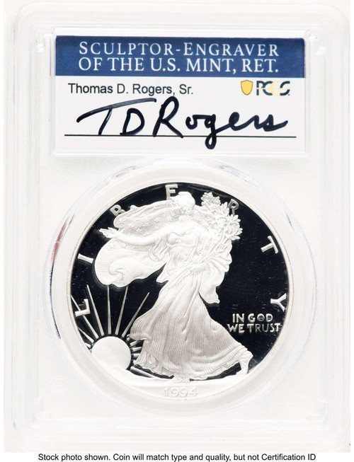 Bullionshark 1994-P $1 American Silver Eagle Coin PCGS MS70, Thomas D. Rogers Sr. Signature - HAT768981048 