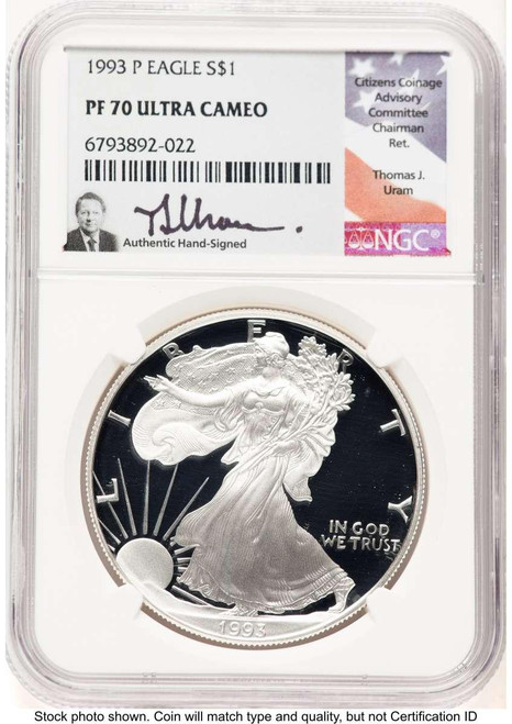 Bullionshark 1993-P S$1 American Silver Eagle Coin NGC MS70 - HAT777402001 