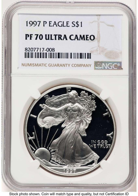 Bullionshark 1997-P S$1 American Silver Eagle Coin NGC MS70 - HAT768133018 