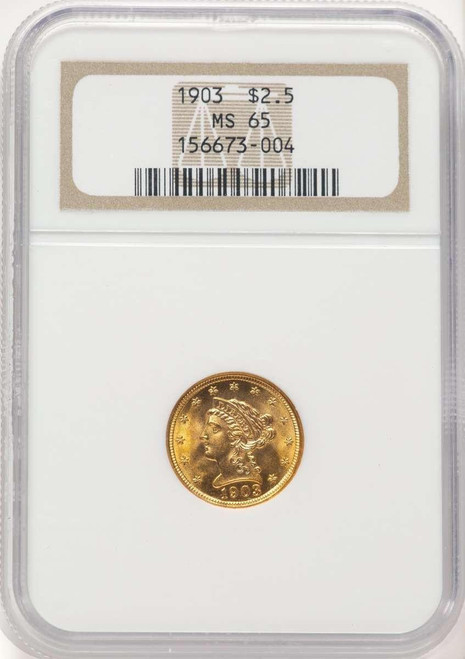 Bullionshark 1903 $2.5 Liberty Gold Quarter Eagle Coin NGC MS65 - HAT780502009 