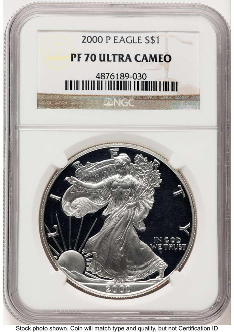 Bullionshark 2000-P S$1 American Silver Eagle Coin NGC MS70 - HAT780249009 