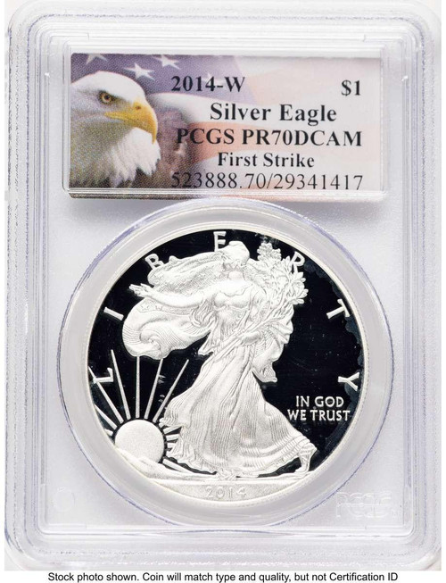 Bullionshark 2014-W S$1 American Silver Eagle Coin PCGS MS70, First Strike - HAT771548009 