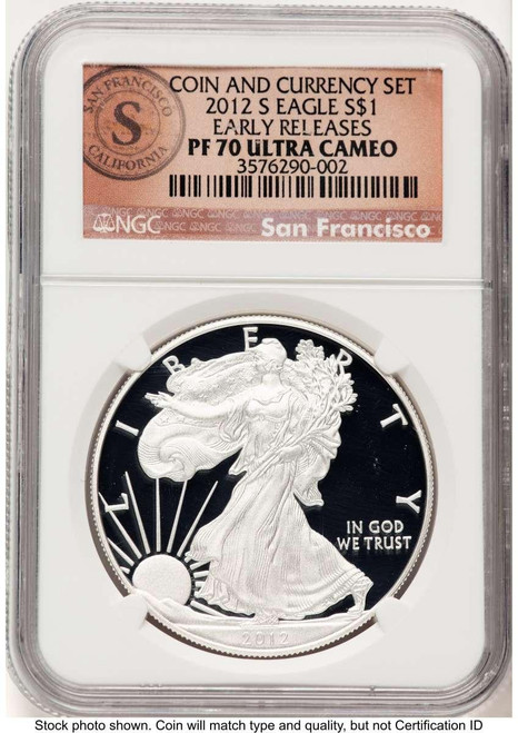 Bullionshark 2012-S S$1 American Silver Eagle Coin NGC MS70, Coin & Currency Set, First Strike - HAT771603036 