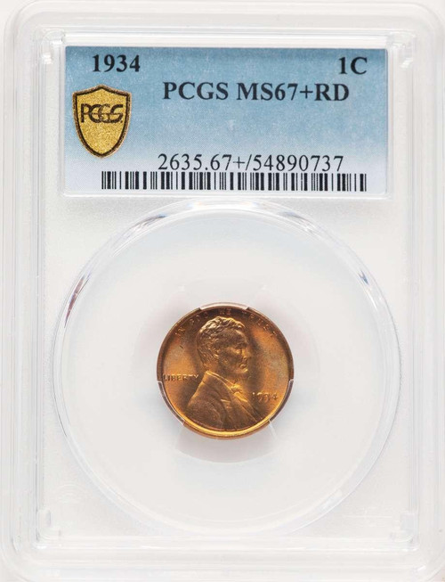 Bullionshark 1934 1C Lincoln Cent Coin PCGS MS67  +    RD - HAT778344009 