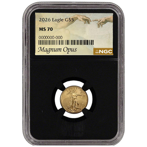  2026 $5 Gold Eagle NGC MS70 Magnum Opus & Black Core - Limited Edition - 1 of 25 w/Box and COA 