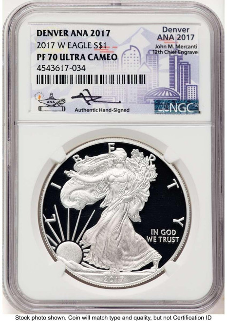Bullionshark 2017-W S$1 American Silver Eagle Coin NGC MS70 - HAT521119144 