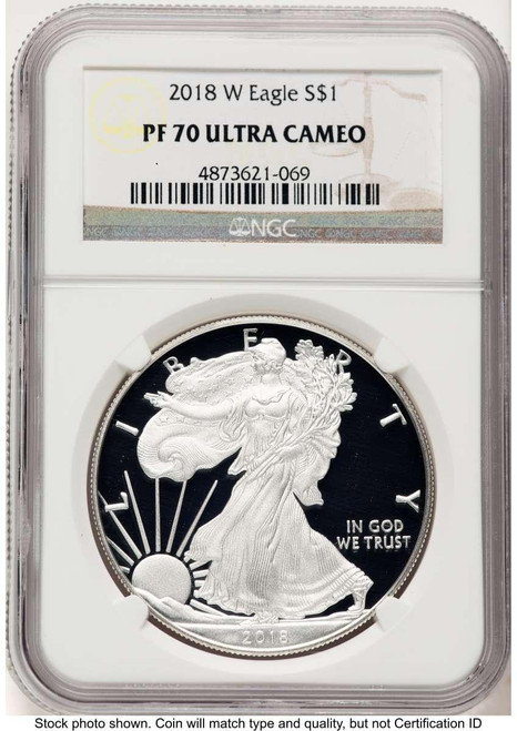 Bullionshark 2018-W S$1 American Silver Eagle Coin NGC MS70 - HAT778323021 