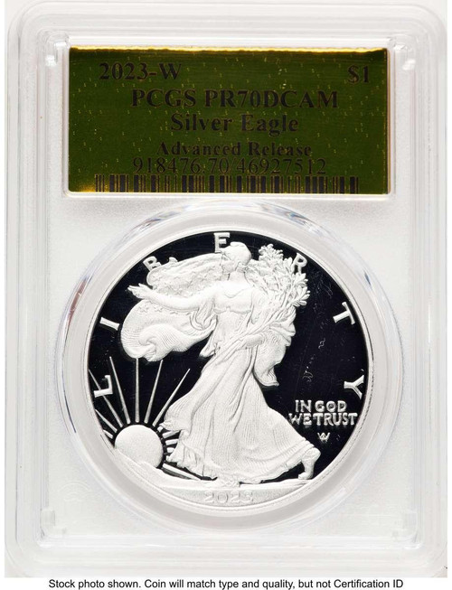 Bullionshark 2023-W $1 American Silver Eagle Coin PCGS MS70, Advanced Release - HAT760776048 