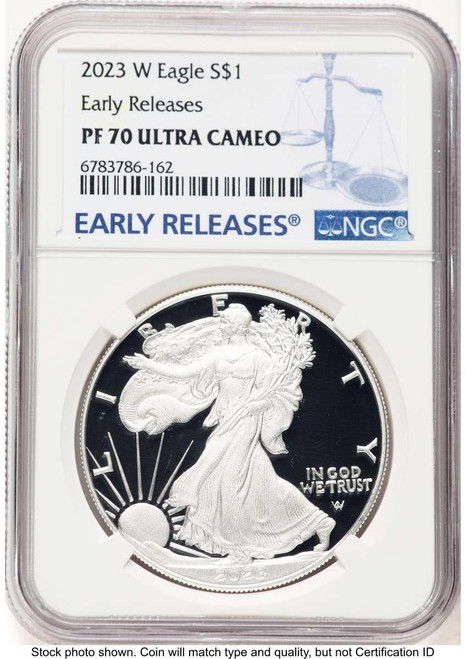 Bullionshark 2023-W $1 American Silver Eagle Coin NGC MS70, First Strike - HAT771527040 