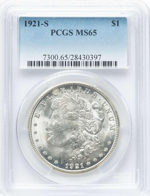 Bullionshark 1921-S S$1 Morgan Silver Dollar Coin PCGS MS65 - HAT779778021 
