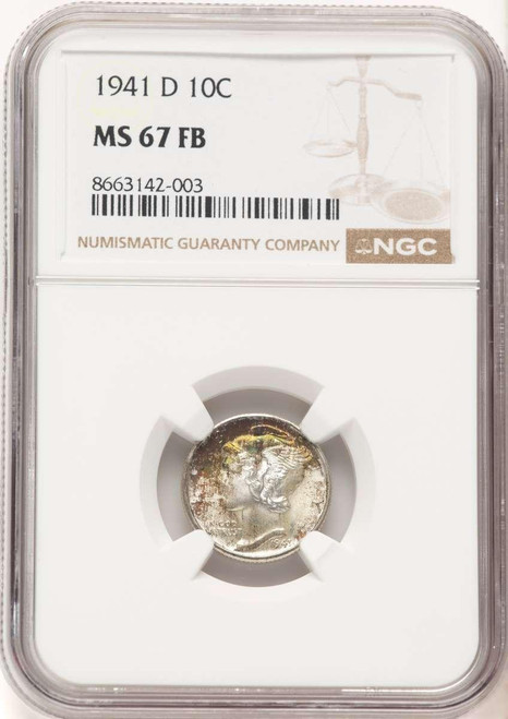 Bullionshark 1941-D 10C Mercury Dime Coin NGC MS67 - HAT780446001 