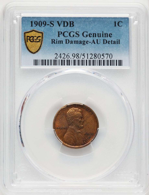 Bullionshark 1909-S 1C Lincoln Cent Coin PCGS AU   Genuine VDB BN - HAT775433008 