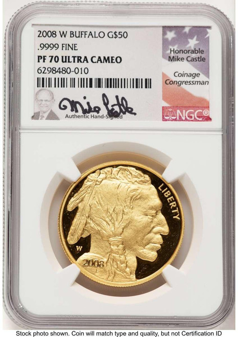 Bullionshark 2008-W $50 Modern Bullion Coin NGC MS70   One-Ounce Gold Buffalo - HAT783209002 