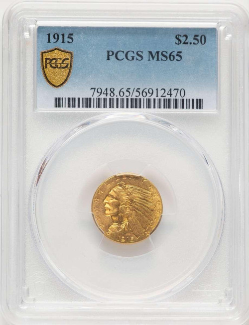 Bullionshark 1915 $2.5 Indian Gold Quarter Eagle Coin PCGS MS65 - HAT782234002 