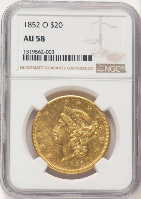 Bullionshark 1852-O $20 Liberty Gold Double Eagle NGC AU58 - HAT782234010 