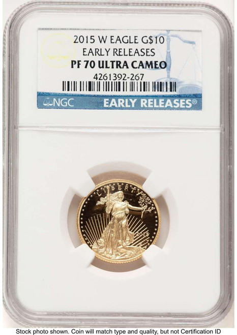 Bullionshark 2015-W $10 Proof 1/4 oz American Gold Eagle Coin NGC PF70 UCAM - First Strike - HAT522240292 