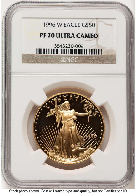 Bullionshark 1996-W $50 Proof 1 oz American Gold Eagle Coin NGC PF70 UCAM - HAT522240172 