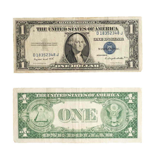  1935 $1 Silver Certificate Blue Seal Note Circulated VG - Very Good Condition 
