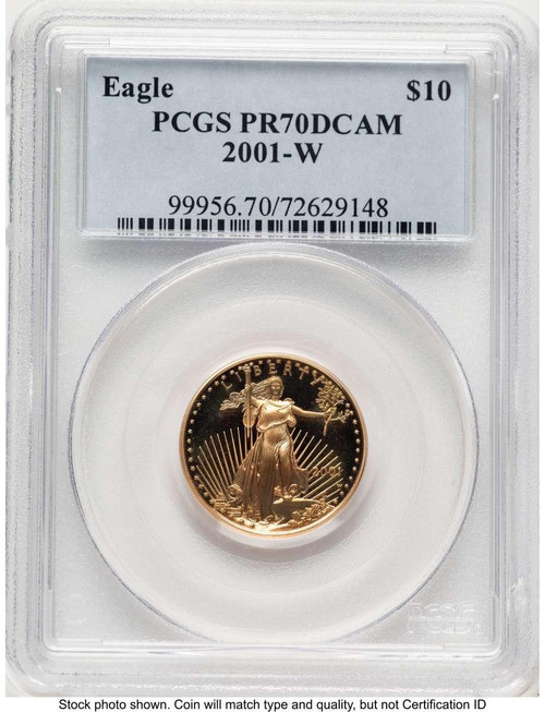 Bullionshark 2001-W $10 Proof 1/4 oz American Gold Eagle Coin PCGS PR70 DCAM - HAT783882008 