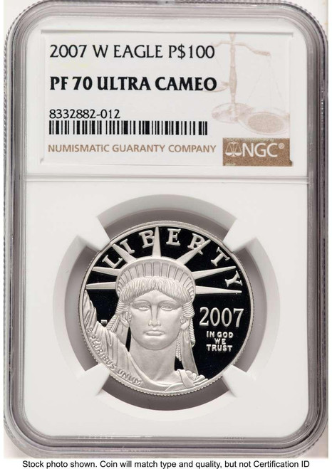Bullionshark 2007-W $100 Proof Modern Bullion Coin NGC PF70   One-Ounce Platinum Eagle - Statue of Liberty - HAT784122014 