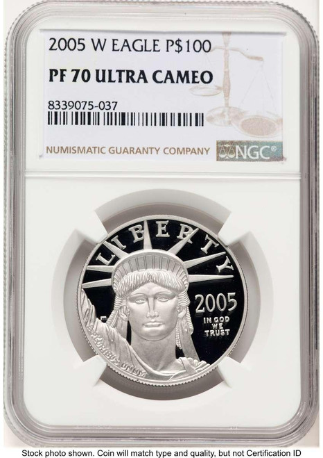Bullionshark 2005-W $100 Proof Modern Bullion Coin NGC PF70   One-Ounce Platinum Eagle - Statue of Liberty - HAT784122012 