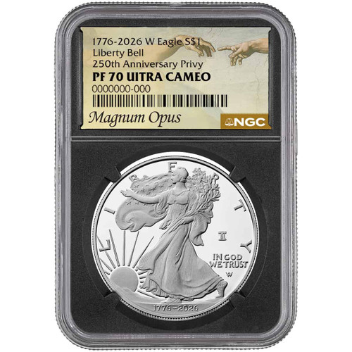  1776-2026 W Silver Eagle NGC PF70 UCAM - Liberty Bell Privy - Magnum Opus Black Core (1 of 250) -  w/Box & CoA 