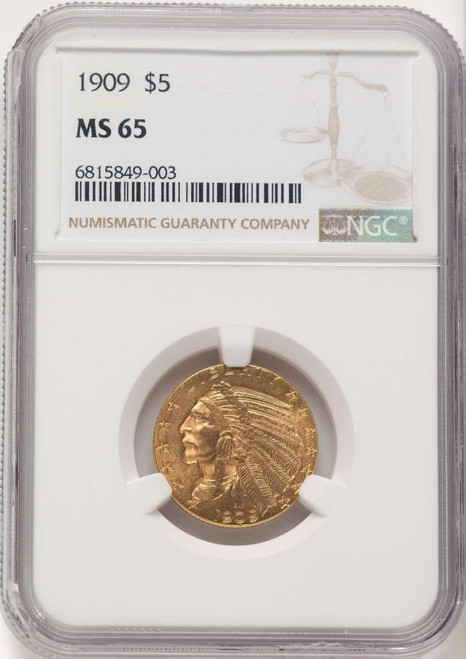 1913 $5 Indian Gold Half Eagle Coin NGC MS65 | Rare Coins For Sale